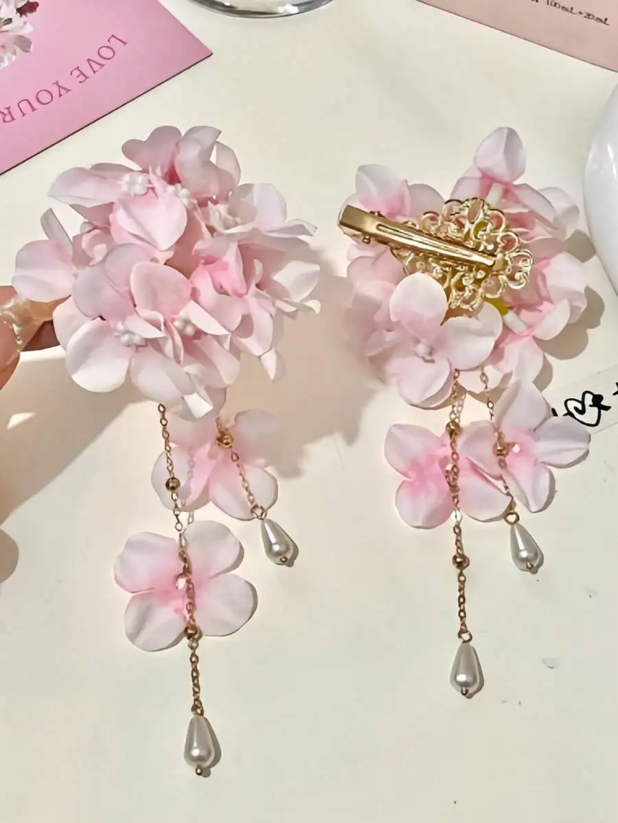 2pcs Floral Faux Pearl Hair Clips For Women, Elegant Summer Hair Accessories
2pcs Floral Faux Pearl Hair Clips For Women, Elegant Summer Hair Accessories