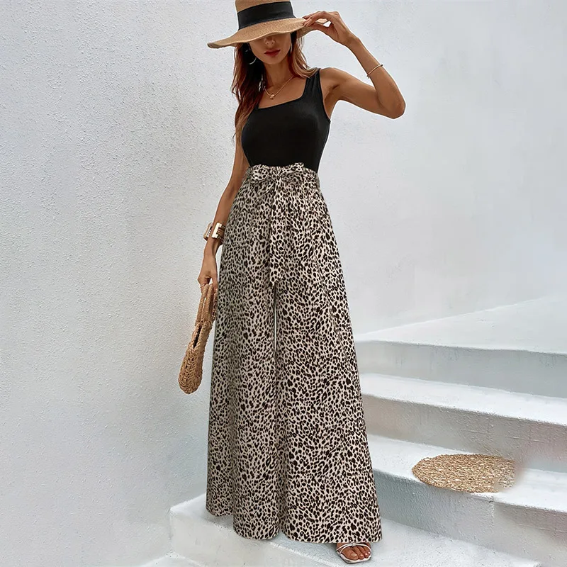 Flare Pants Women Leopard Print Floor Length Elastic Waist Stretch Lace Up Female Vintage Wide Leg Trousers Streetwear 2026
Flare Pants Women Leopard Print Floor Length Elastic Waist Stretch Lace Up Female Vintage Wide Leg Trousers Streetwear 2026