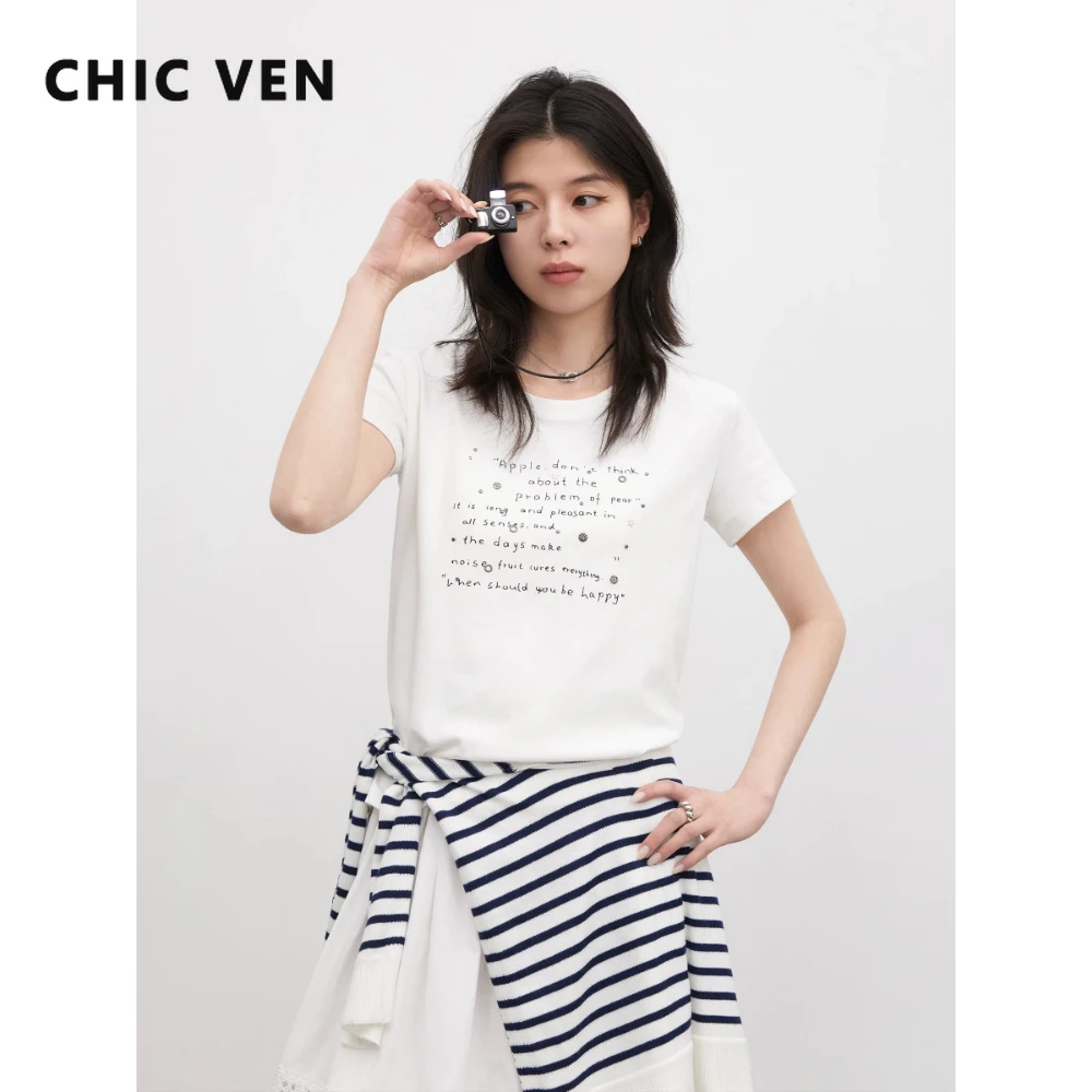 CHIC VEN Fashion Women T-Shirts Casual Slimming Tops Letter Printed Short Sleeves Female Tees Pullover Summer 2026
CHIC VEN Fashion Women T-Shirts Casual Slimming Tops Letter Printed Short Sleeves Female Tees Pullover Summer 2026