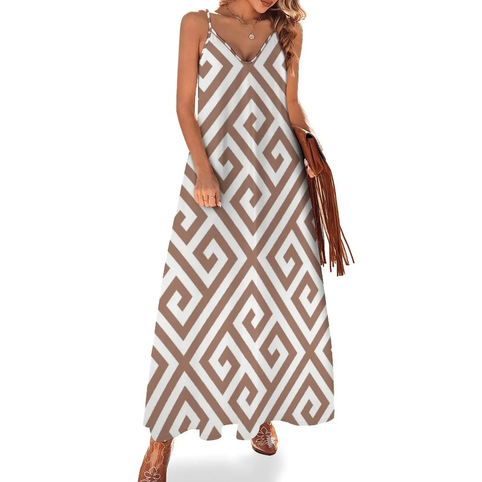 Greek key pattern, modern,trendy,pattern,brown,white,classical Sleeveless Dress Female dress women's fashion dresses Dress
Greek key pattern, modern,trendy,pattern,brown,white,classical Sleeveless Dress Female dress women's fashion dresses Dress