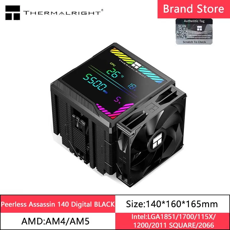 Thermalright Peerless Assassin 140 CPU Cooler Dual PWM Fans Double Towers 6 heat pipes for AM5 AM4 Intel LGA115X/1200/1700
Thermalright Peerless Assassin 140 CPU Cooler Dual PWM Fans Double Towers 6 heat pipes for AM5 AM4 Intel LGA115X/1200/1700