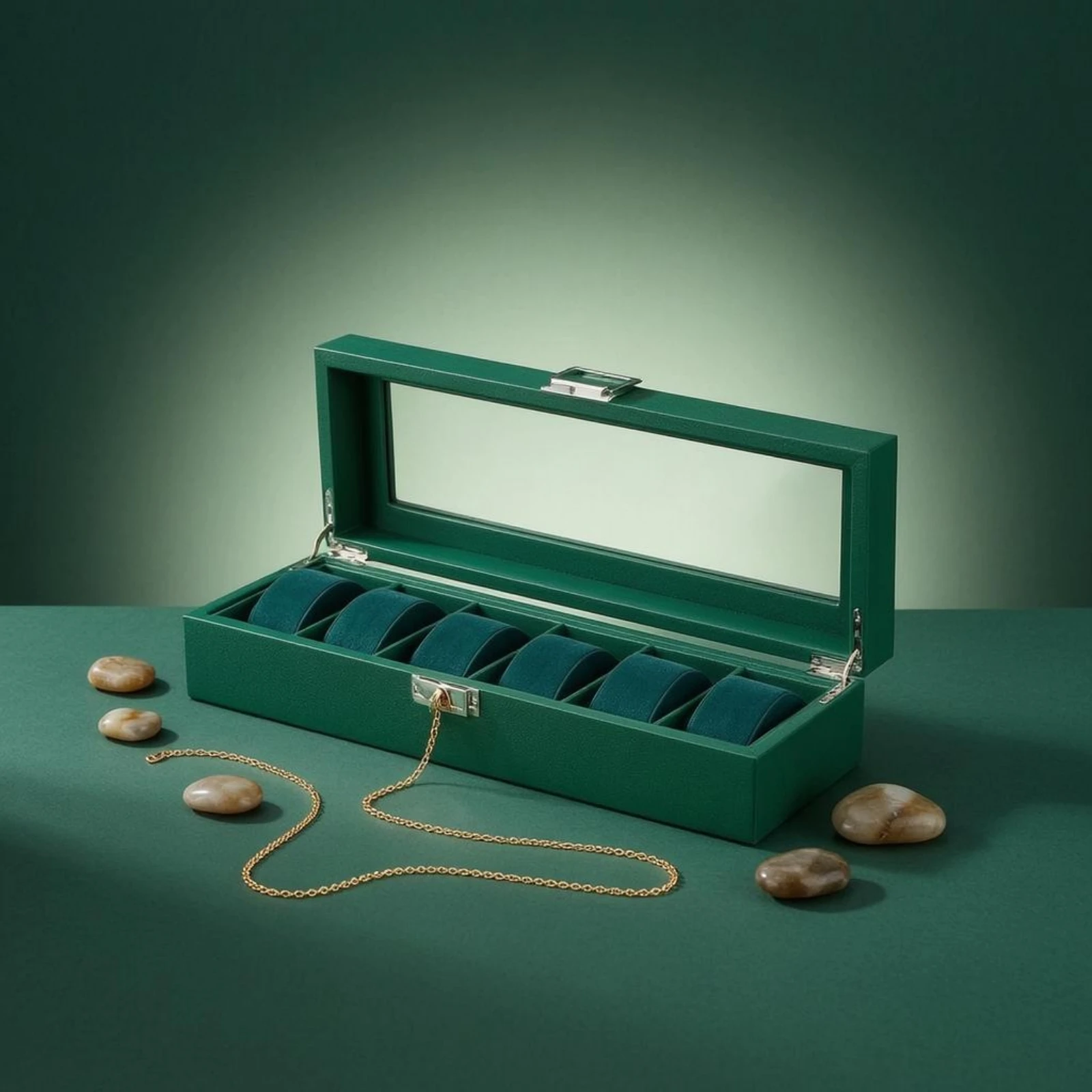 Glass-Lidded Watch Box Metal Clasp Velvet Watch Display Case Formal Look
Glass-Lidded Watch Box Metal Clasp Velvet Watch Display Case Formal Look