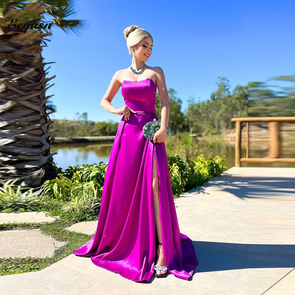 Strapless A-line Satin Evening Dress Back Open Leg Split Satin Simple Sleeveless Formal Party Gowns Long Night Prom Dresses
Strapless A-line Satin Evening Dress Back Open Leg Split Satin Simple Sleeveless Formal Party Gowns Long Night Prom Dresses