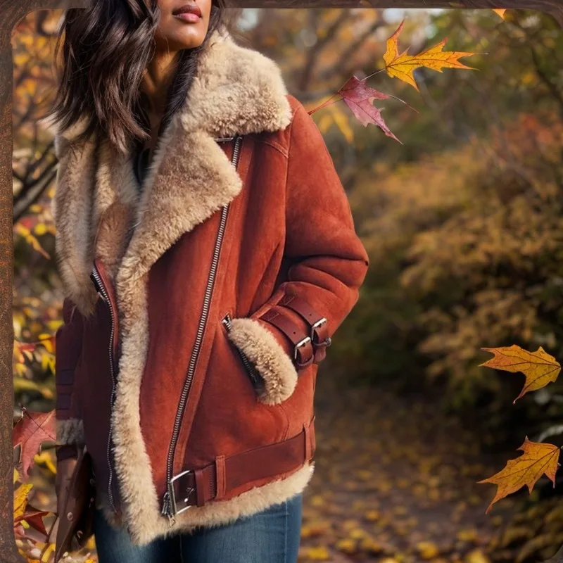 Motorcycle Suede Lambswool Coat Women's Lapel Fur Coat Autumn and Winter Women's Coat
Motorcycle Suede Lambswool Coat Women's Lapel Fur Coat Autumn and Winter Women's Coat