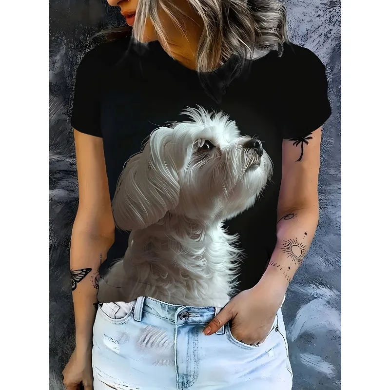 Женская футболка с короткими рукавами и 3D-принтом собаки из разноцветных бусин, повседневная и удобная, летняя, новая, модная, универсальная, стильная.
Женская футболка с короткими рукавами и 3D-принтом собаки из разноцветных бусин, повседневная и удобная, летняя, новая, модная, универсальная, стильная.