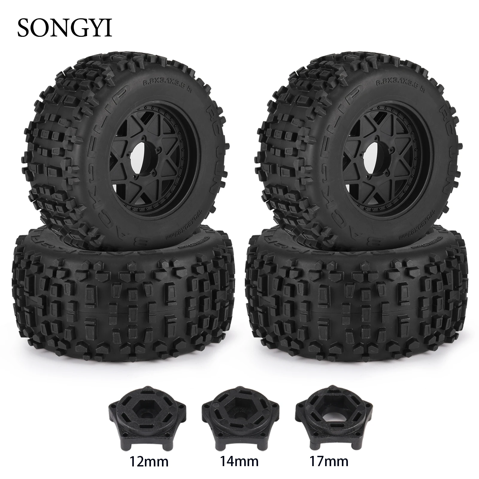 4 шт., 170 мм, шины для колес Monster Truck, 6,8 дюйма, 12 мм, 14 мм, 17 мм, шестигранная ступица для 1/8 радиоуправляемого автомобиля HSP HPI Redcat Traxxas Trx4
4 шт., 170 мм, шины для колес Monster Truck, 6,8 дюйма, 12 мм, 14 мм, 17 мм, шестигранная ступица для 1/8 радиоуправляемого автомобиля HSP HPI Redcat Traxxas Trx4