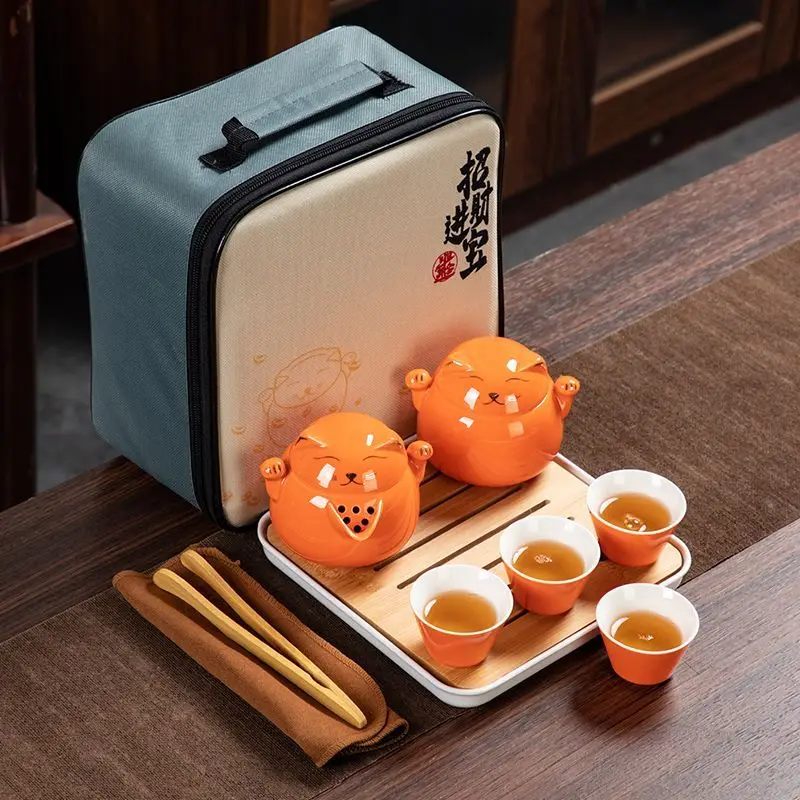 Zhaofai Cat tea set portable travel set with tea tray storage bag creative cute a pot of four cups car outdoor
Zhaofai Cat tea set portable travel set with tea tray storage bag creative cute a pot of four cups car outdoor