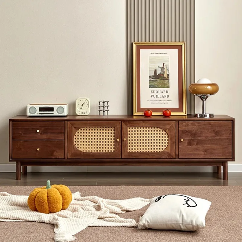 Export to Nordic fashion black walnut rattan solid wood TV cabinet simple B & B hotel floor cabinet furniture customization
Export to Nordic fashion black walnut rattan solid wood TV cabinet simple B & B hotel floor cabinet furniture customization