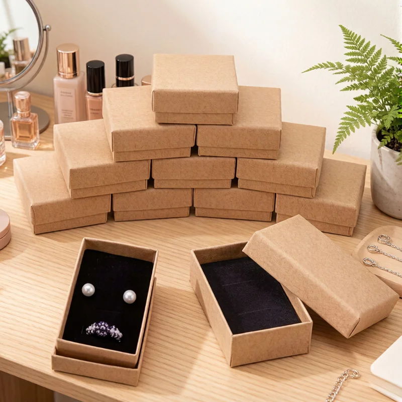 18 Pack Rectangle Kraft Cardboard Jewelry Gift Boxes, 3.2x2x0.9 Inch for Necklace Earring Ring Storage
18 Pack Rectangle Kraft Cardboard Jewelry Gift Boxes, 3.2x2x0.9 Inch for Necklace Earring Ring Storage