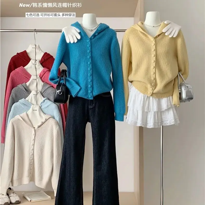 Korean design, lazy style basic hooded sweater for women, new autumn and winter slimming long-sleeved solid color
Korean design, lazy style basic hooded sweater for women, new autumn and winter slimming long-sleeved solid color