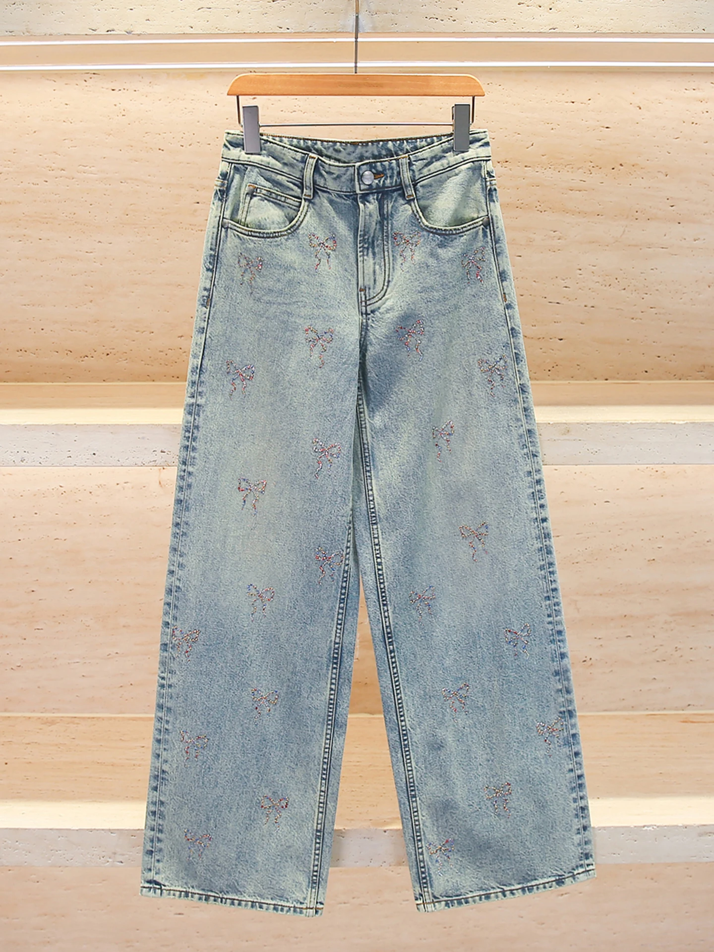 High-End Women's Denim Wide Leg Pants Spring Summer Washed Diamond Knot Casual High Waist Blue Adult Commute
High-End Women's Denim Wide Leg Pants Spring Summer Washed Diamond Knot Casual High Waist Blue Adult Commute