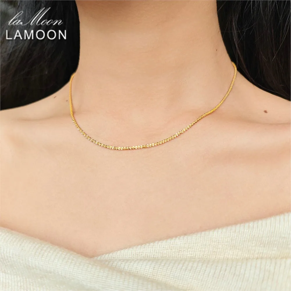 LAMOON Classic 925 Sterling Silver Chain For Women Minimalist Style Bijou14k Gold Plated Choker Necklace Fine Jewelry Gift
LAMOON Classic 925 Sterling Silver Chain For Women Minimalist Style Bijou14k Gold Plated Choker Necklace Fine Jewelry Gift