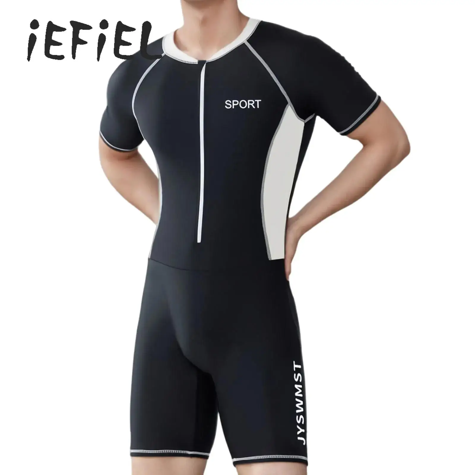 Men's One-piece Swimsuit Short Sleeve Athletic Knee Length Swimwear Quick-dry Wetsuit Sun Protection Zip Bathing Diving Suit
Men's One-piece Swimsuit Short Sleeve Athletic Knee Length Swimwear Quick-dry Wetsuit Sun Protection Zip Bathing Diving Suit