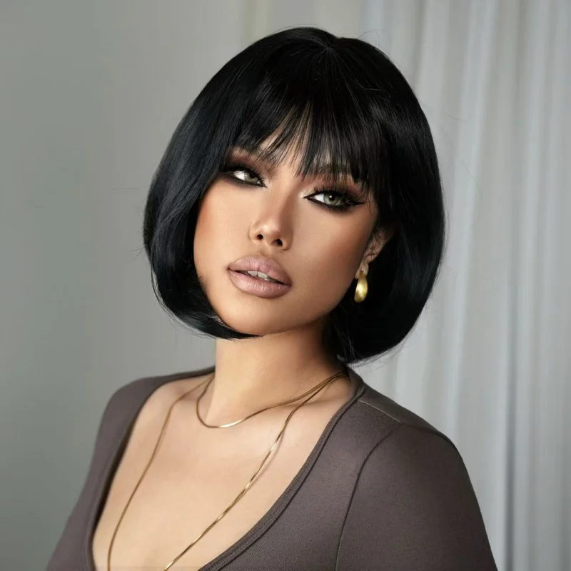 Cute European and American Bob for Women, Straight Hair with Bangs, BOBO Short Full Wig
Cute European and American Bob for Women, Straight Hair with Bangs, BOBO Short Full Wig