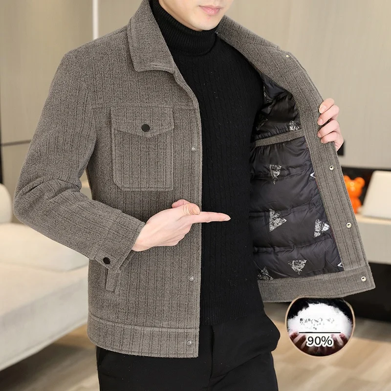 Men's Faionable Casual Woolen Coat Winter Warm down Jaet Outerwear Cold Resistance New Sle Turn-down Collar Coat
Men's Faionable Casual Woolen Coat Winter Warm down Jaet Outerwear Cold Resistance New Sle Turn-down Collar Coat