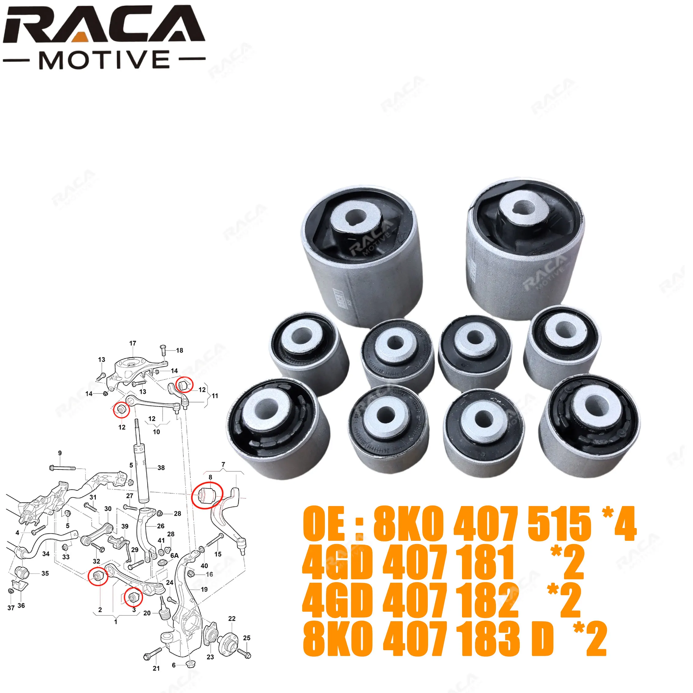 10 Pcs Front Axle Control Arm Bushing Set for Audi A4 B8 A5 Q5 S4 S5 A6 C7 8K0407515 4Gd407181 4Gd407182 8K0407183D 8k0407183g
10 Pcs Front Axle Control Arm Bushing Set for Audi A4 B8 A5 Q5 S4 S5 A6 C7 8K0407515 4Gd407181 4Gd407182 8K0407183D 8k0407183g