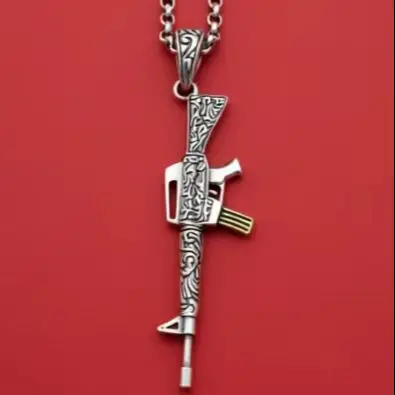 Punk hip hop key chain mini gun sterling silver 925 vintage creative submachine gun pendant machine gun pendant
Punk hip hop key chain mini gun sterling silver 925 vintage creative submachine gun pendant machine gun pendant