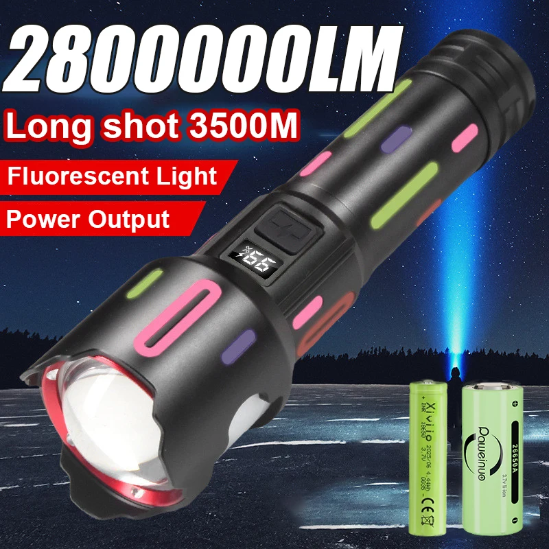 2800000LM Super Bright Flashlight Rechargeable LED Torch Dimmable Camping Lamp Tactical Flashlights For Outdoor FIshing Hunting
2800000LM Super Bright Flashlight Rechargeable LED Torch Dimmable Camping Lamp Tactical Flashlights For Outdoor FIshing Hunting