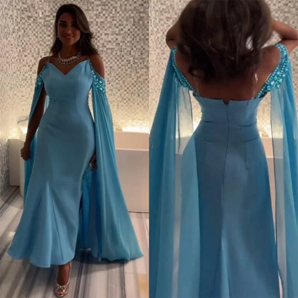 Customized Evening Dress Formal Prom Gown Sheer Straps A-line Ankle Length Skirts Stole Open Back Bespoke Occasion Dresses Saudi
Customized Evening Dress Formal Prom Gown Sheer Straps A-line Ankle Length Skirts Stole Open Back Bespoke Occasion Dresses Saudi