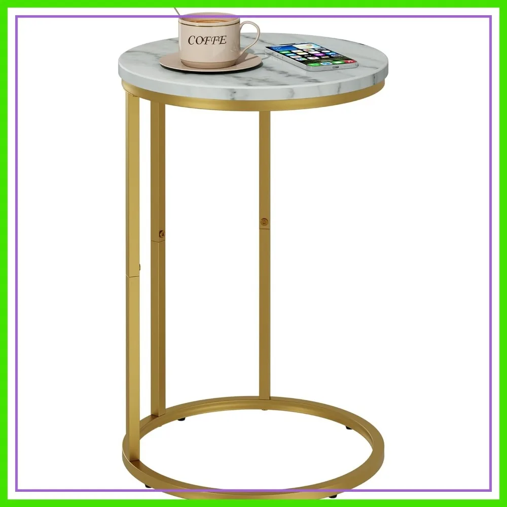 C Shaped End Table, Marble Sofa Side Table with Gold Frame for Living Room
C Shaped End Table, Marble Sofa Side Table with Gold Frame for Living Room