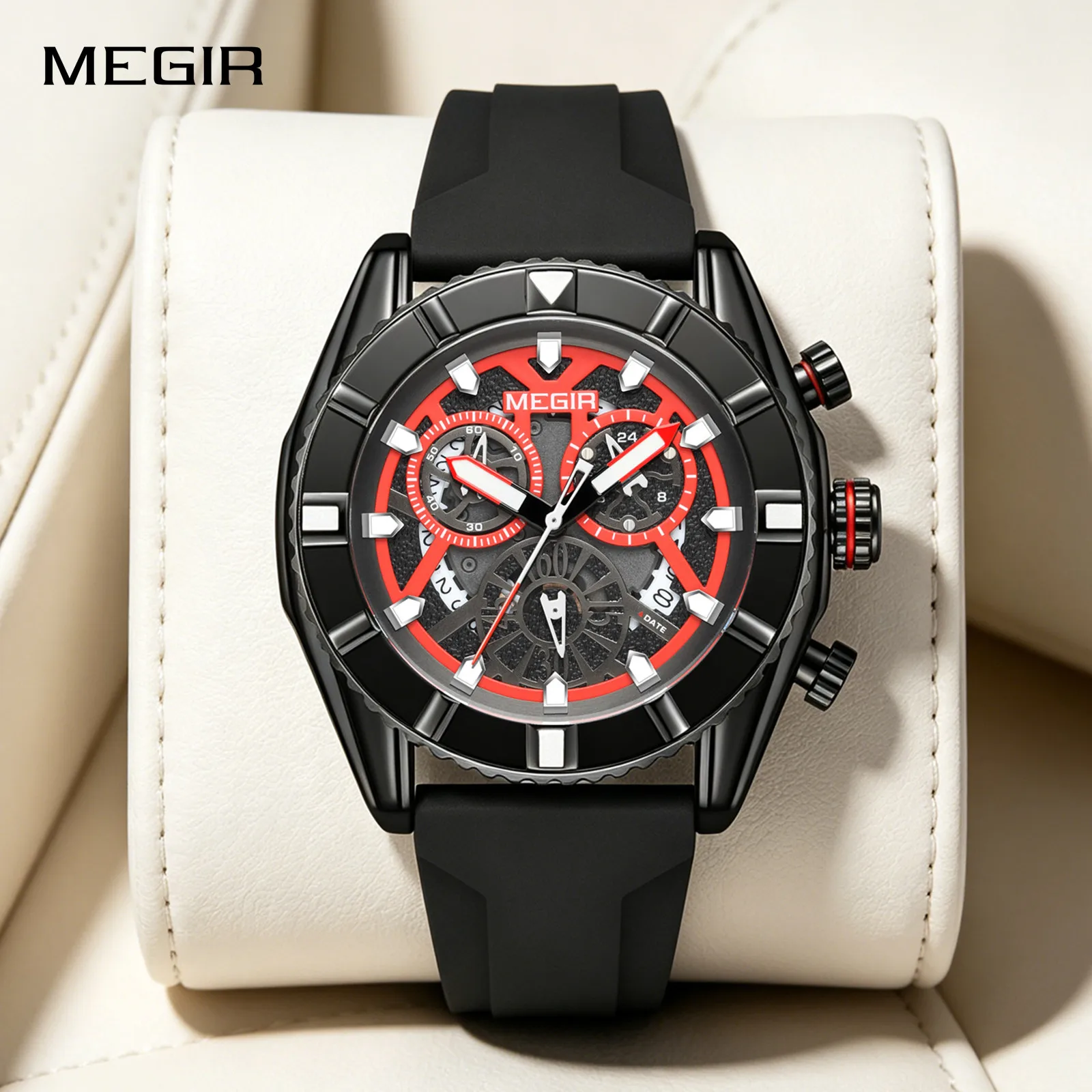 MEGIR Fashion Sport Men Watches 47mm Big Dial Quartz Casual Wristwatch Silicone Waterproof Male Watch Chronograph Auto Date
MEGIR Fashion Sport Men Watches 47mm Big Dial Quartz Casual Wristwatch Silicone Waterproof Male Watch Chronograph Auto Date