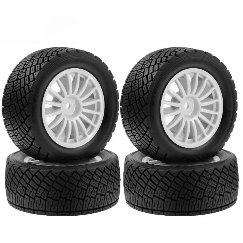 4PCS 78MM Rally Rubber Tires Wheel Rim Set Compatible with Off-Road RC Car HPI WR8