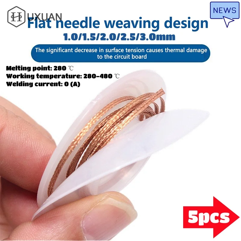 5pcs Desoldering Wire 1.0/1.5/2.0/2.5/3.0mm Braid Soldering Mesh Welding Parts Low Residue No-Clean Solder Tin Remover Tool
5pcs Desoldering Wire 1.0/1.5/2.0/2.5/3.0mm Braid Soldering Mesh Welding Parts Low Residue No-Clean Solder Tin Remover Tool