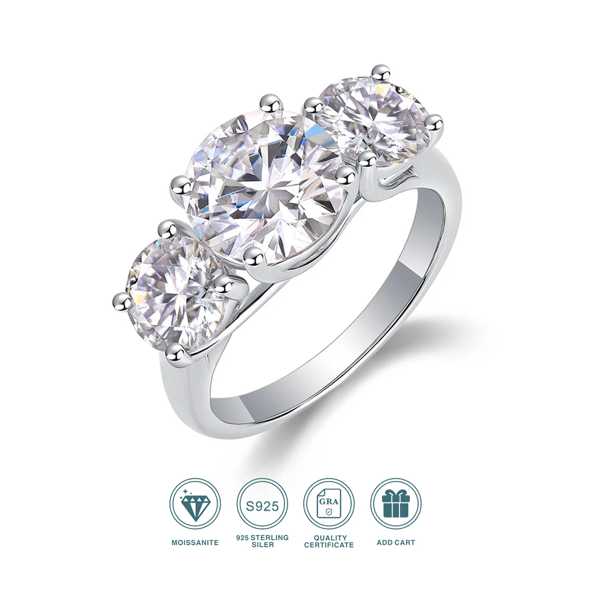JIUZUAN 3 Carat Three-Stone Moissanite Ring - S925 Silver, 18K Gold Plated, Hypoallergenic, Perfect for Engagement & Wedding
JIUZUAN 3 Carat Three-Stone Moissanite Ring - S925 Silver, 18K Gold Plated, Hypoallergenic, Perfect for Engagement & Wedding