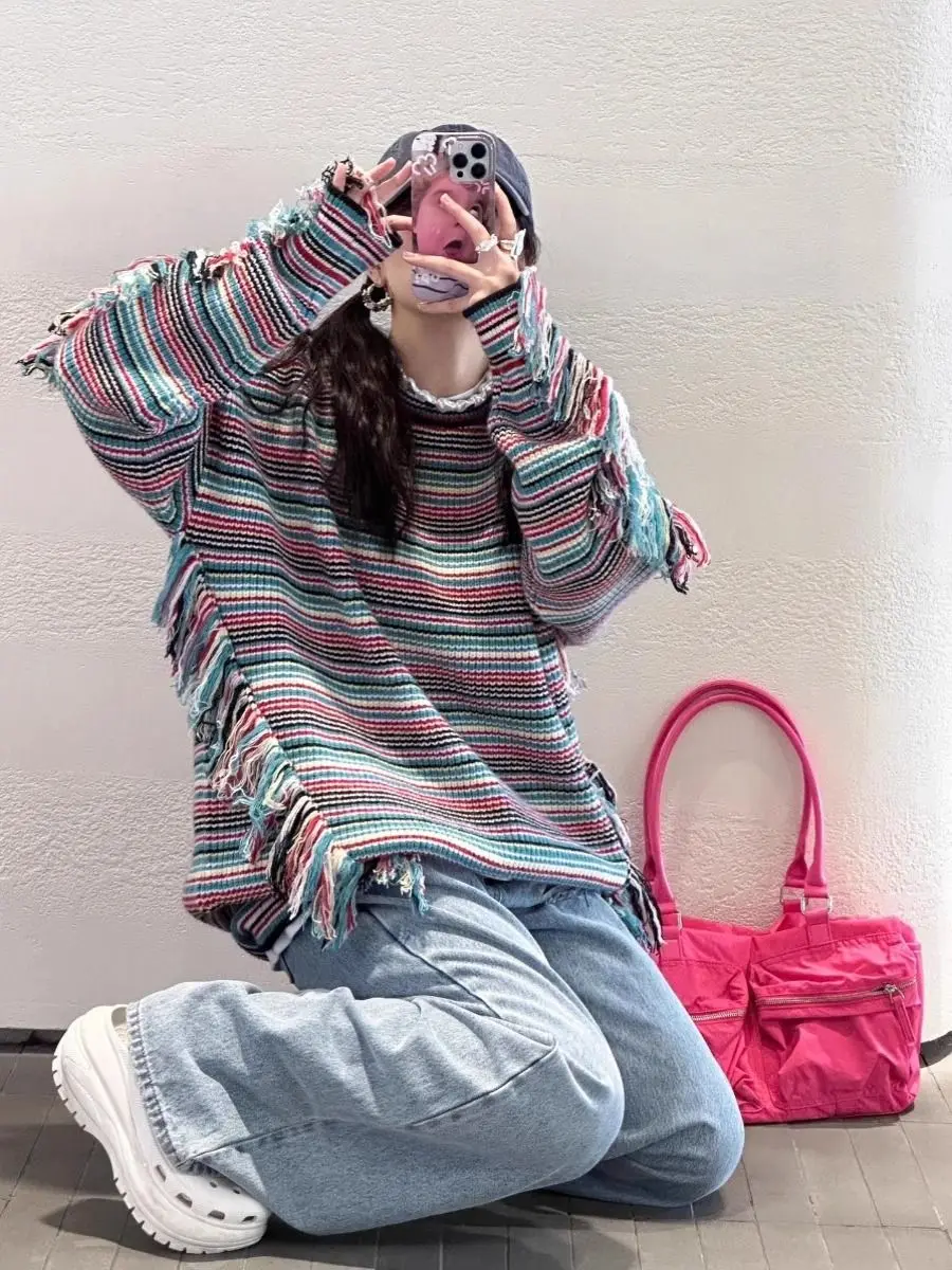 Women's Retro Striped Design Tassel Sweater Vintage Autumn Outerwear Female Fashion Long Sleeved Warm Pullover
Women's Retro Striped Design Tassel Sweater Vintage Autumn Outerwear Female Fashion Long Sleeved Warm Pullover
