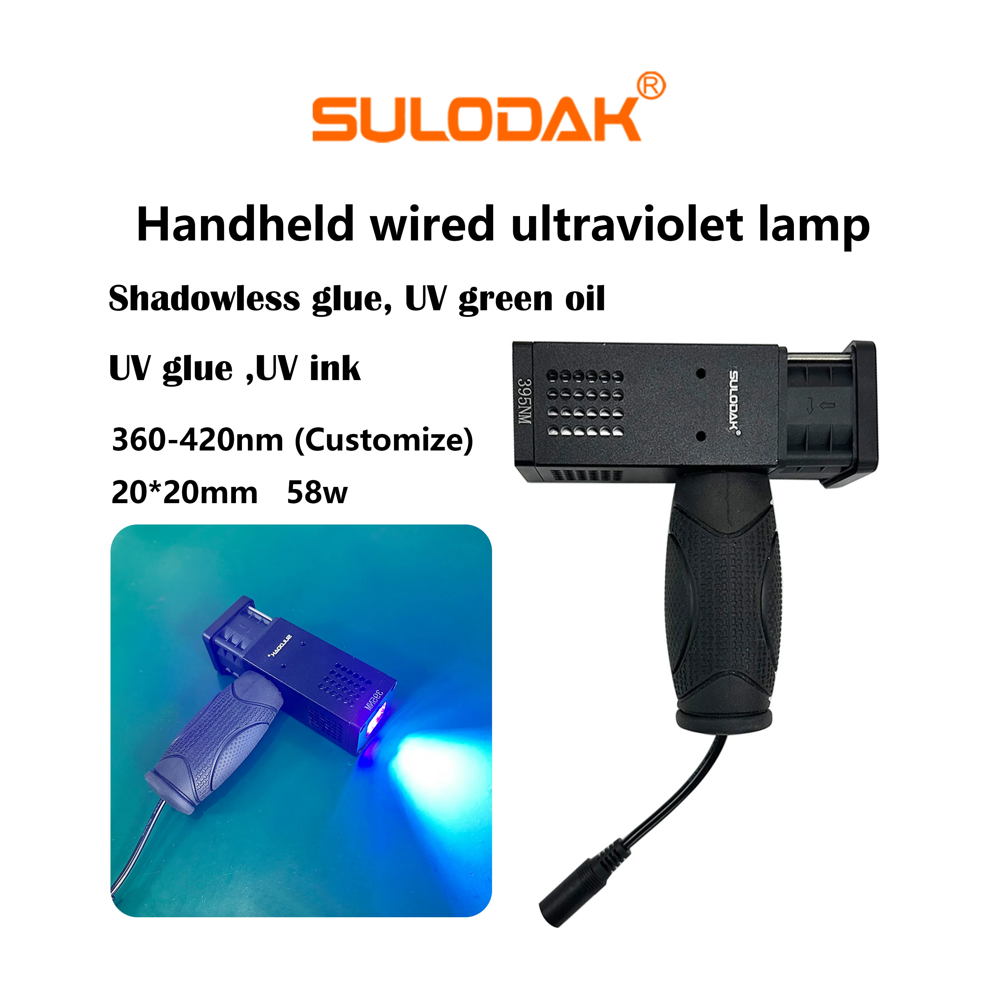 20*20 Mm Handheld Wired LED Lamp For Green Oil Repair Curing Lamp Photosensitive Resin Gel Exposure Ink Purple Light
20*20 Mm Handheld Wired LED Lamp For Green Oil Repair Curing Lamp Photosensitive Resin Gel Exposure Ink Purple Light