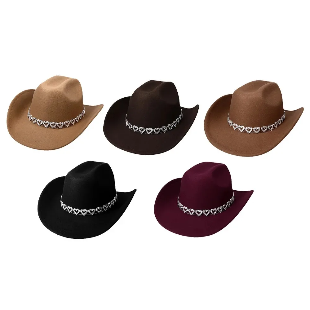 Women's Classic Wide Brim Western Cowboy Cowgirl Hat Love Heart Decorative Chain
Women's Classic Wide Brim Western Cowboy Cowgirl Hat Love Heart Decorative Chain