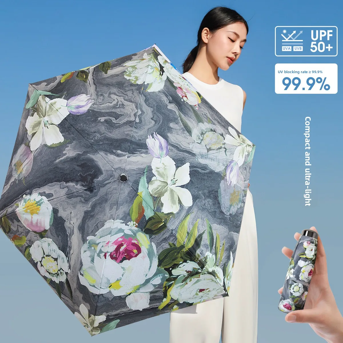 Ультралегкий зонт от солнца с цифровым принтом для женщин, черный, с УФ-защитой, пятисложный, портативный, для блокировки солнечных лучей
Ультралегкий зонт от солнца с цифровым принтом для женщин, черный, с УФ-защитой, пятисложный, портативный, для блокировки солнечных лучей