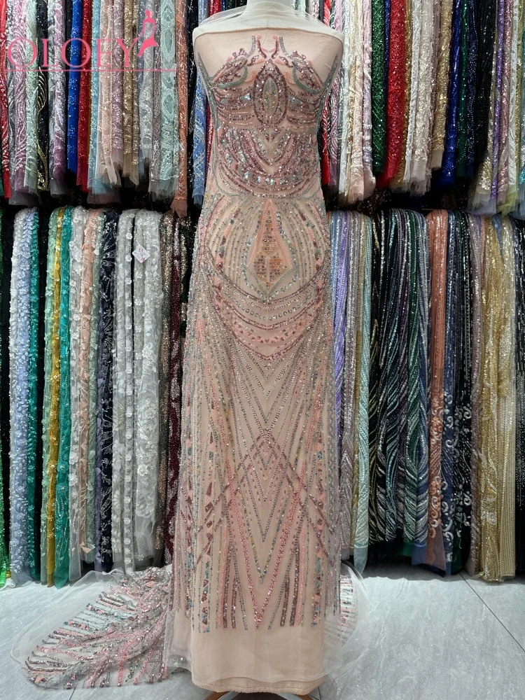 OLOEY African Sequins Lace Fabric High Quality French Nigerian Groom Lace Mesh Fabrics Beads For Sewing Dress Wedding Party
OLOEY African Sequins Lace Fabric High Quality French Nigerian Groom Lace Mesh Fabrics Beads For Sewing Dress Wedding Party