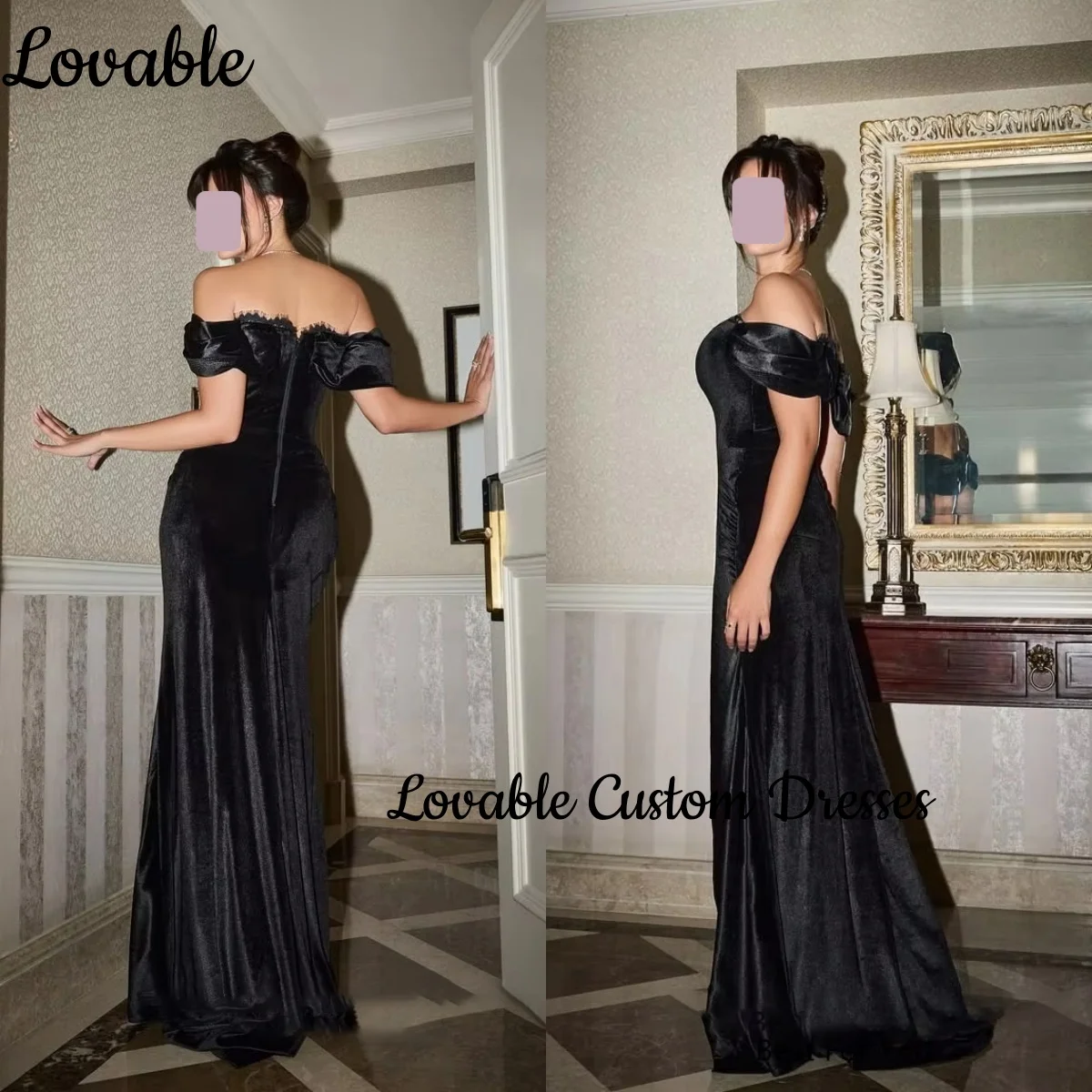 Вечернее платье по индивидуальному заказу, черное трапециевидное платье с короткими рукавами и открытыми плечами, свадебное платье длиной до пола, с рюшами и молнией, платья Fo
Вечернее платье по индивидуальному заказу, черное трапециевидное платье с короткими рукавами и открытыми плечами, свадебное платье длиной до пола, с рюшами и молнией, платья Fo