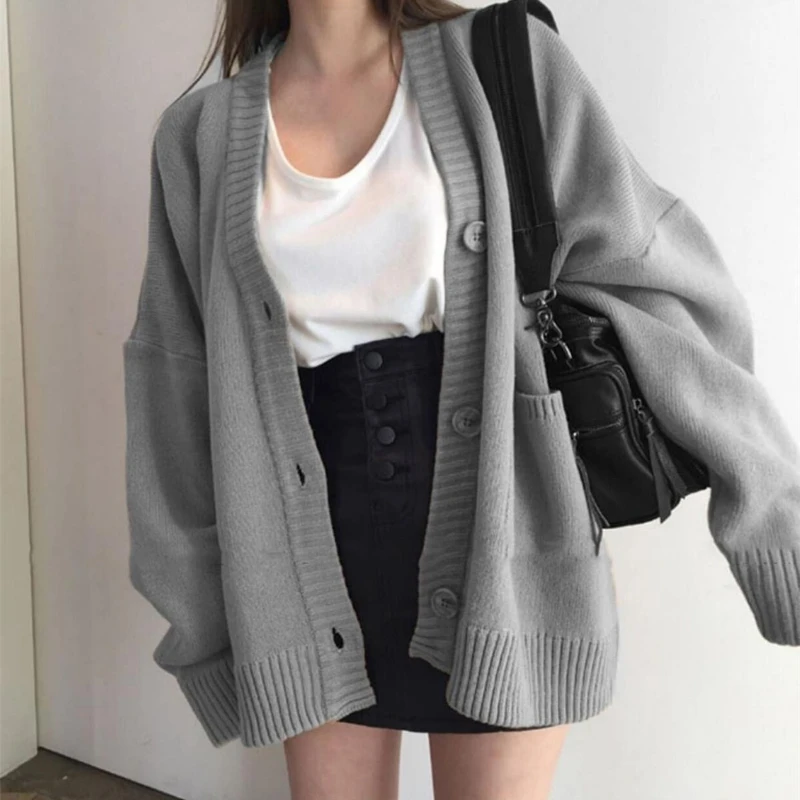 Autumn Winter New V-neck Knit Cardigan Loose Outerwear Casual Black Jacket Women Sweater Soft Single-breasted Long-sleeved Top
Autumn Winter New V-neck Knit Cardigan Loose Outerwear Casual Black Jacket Women Sweater Soft Single-breasted Long-sleeved Top