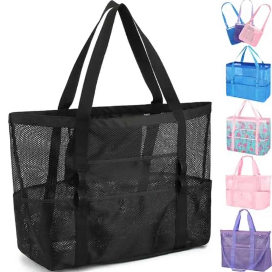 Fammart Mesh Beach Bag Large Beach Tote with Zipper Pocket Toys Pool Bag for Family Travel Vacation Cruise Essentials
Fammart Mesh Beach Bag Large Beach Tote with Zipper Pocket Toys Pool Bag for Family Travel Vacation Cruise Essentials