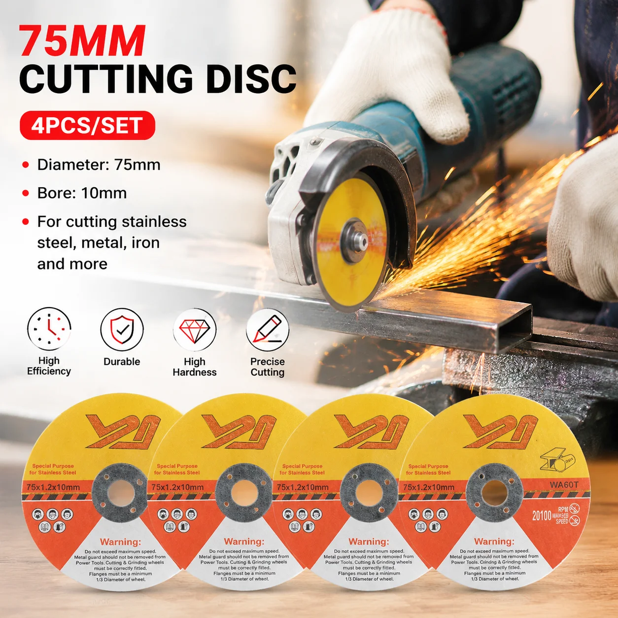 4PCS 75mm Cutting Disc,1.2mm Circular Saw Blade Grinding Wheel for Angle Grinder,Wood Steel Stone Metal Cutting Power Tool Parts
4PCS 75mm Cutting Disc,1.2mm Circular Saw Blade Grinding Wheel for Angle Grinder,Wood Steel Stone Metal Cutting Power Tool Parts