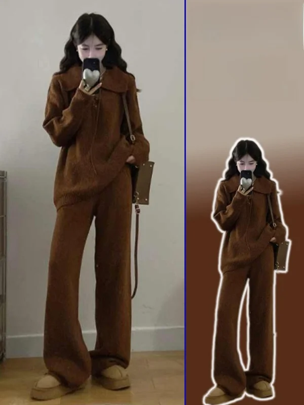 plus Size Knitted Sweater And Wide Leg Pants Set Fashionable Casual Loose Fit Collared Top High Waist Trousers Autumn Winter ...
plus Size Knitted Sweater And Wide Leg Pants Set Fashionable Casual Loose Fit Collared Top High Waist Trousers Autumn Winter ...