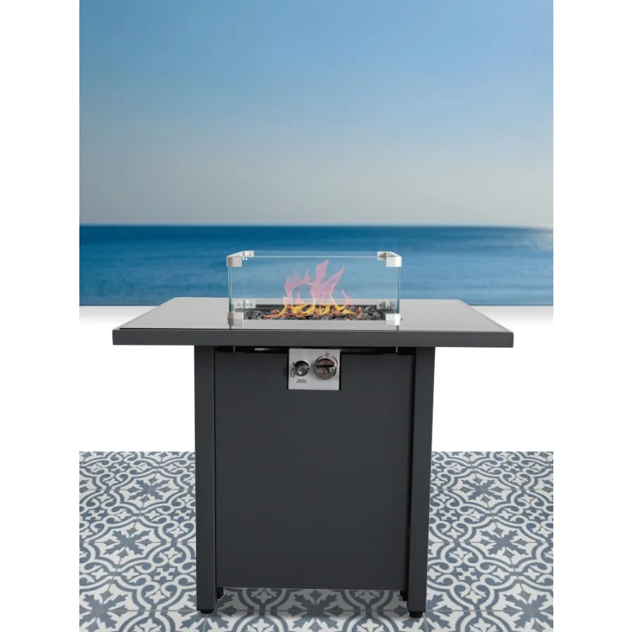 Outdoor fire pit table for patio use, steel construction, black finish, includes lid for safety and versatility
Outdoor fire pit table for patio use, steel construction, black finish, includes lid for safety and versatility