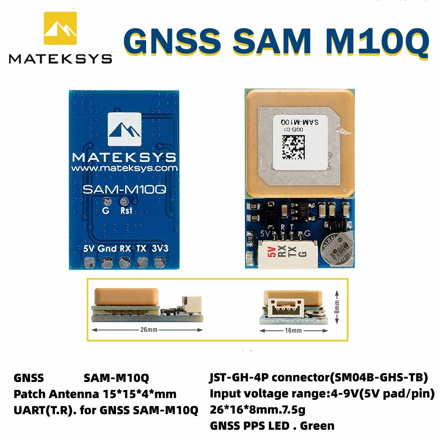 Matek Mateksys GNSS SAM-M10Q Ultra-low-power Antenna Module For Easiest Integration M10 GPS GLONASS Galileo
Matek Mateksys GNSS SAM-M10Q Ultra-low-power Antenna Module For Easiest Integration M10 GPS GLONASS Galileo