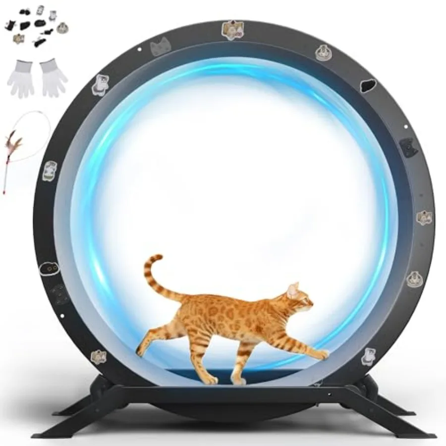 Cat Wheels, 40" Diameter, Large Cat Exercise Wheel for Indoor Cats cat Treadmill Metal with Detachable Carpet and Teaser/Sticke
Cat Wheels, 40" Diameter, Large Cat Exercise Wheel for Indoor Cats cat Treadmill Metal with Detachable Carpet and Teaser/Sticke