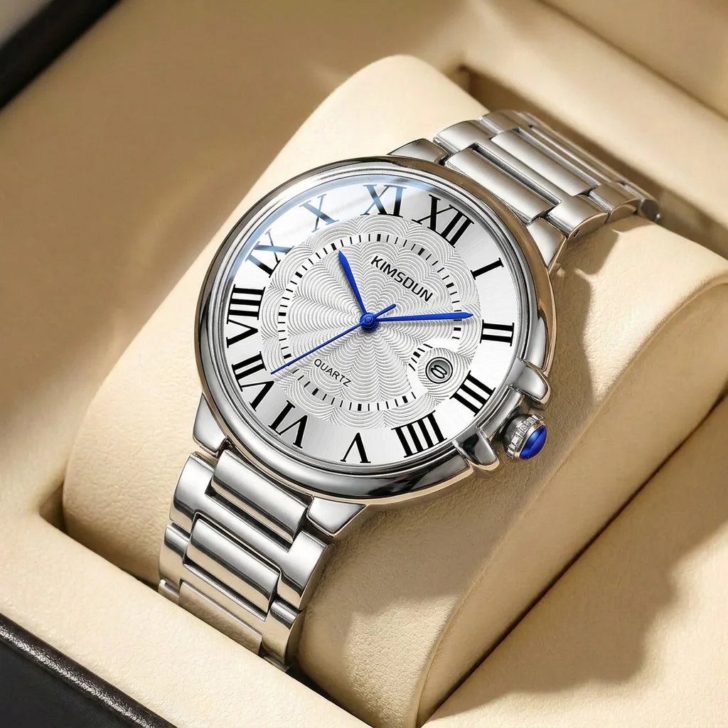 1pcs Men's silver dial alloy strap vintage fashion business chronograph calendar details Quartz Watch for business party holiday
1pcs Men's silver dial alloy strap vintage fashion business chronograph calendar details Quartz Watch for business party holiday