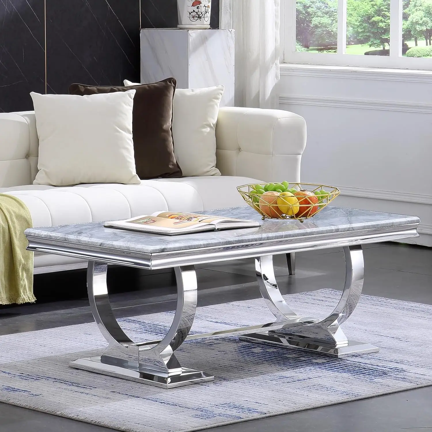 Silver Mirrored Metal U-Base Rectangular Coffee Table Modern Living Room Guest Hall Reception 42in Grey, Customized
Silver Mirrored Metal U-Base Rectangular Coffee Table Modern Living Room Guest Hall Reception 42in Grey, Customized
