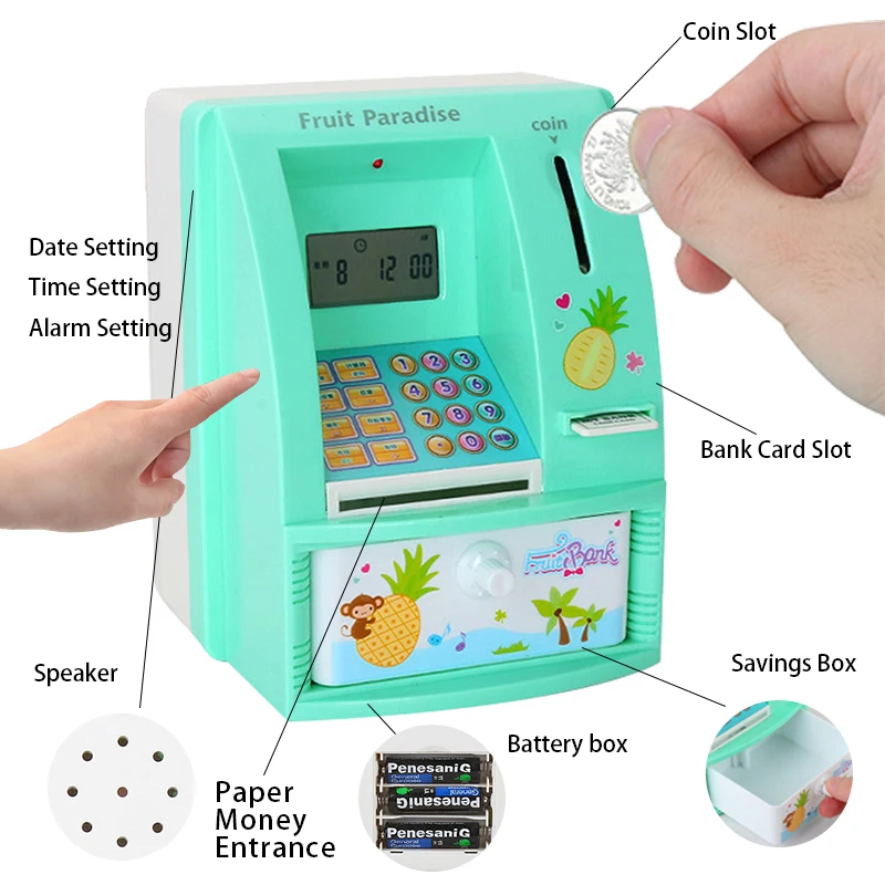 Coins Money Storage Box with Time Clock and Calendar, Deposit Box Password Adult Piggy Bank Safe for Money, Blue Gift for Boy
Coins Money Storage Box with Time Clock and Calendar, Deposit Box Password Adult Piggy Bank Safe for Money, Blue Gift for Boy