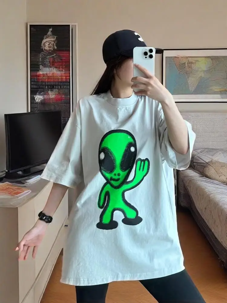 Summer New Trendy Brand Alien Smiley Face Printing Loose Short-sleeved T-shirt Women Casual Versatile Plus Szie T-shirt
Summer New Trendy Brand Alien Smiley Face Printing Loose Short-sleeved T-shirt Women Casual Versatile Plus Szie T-shirt