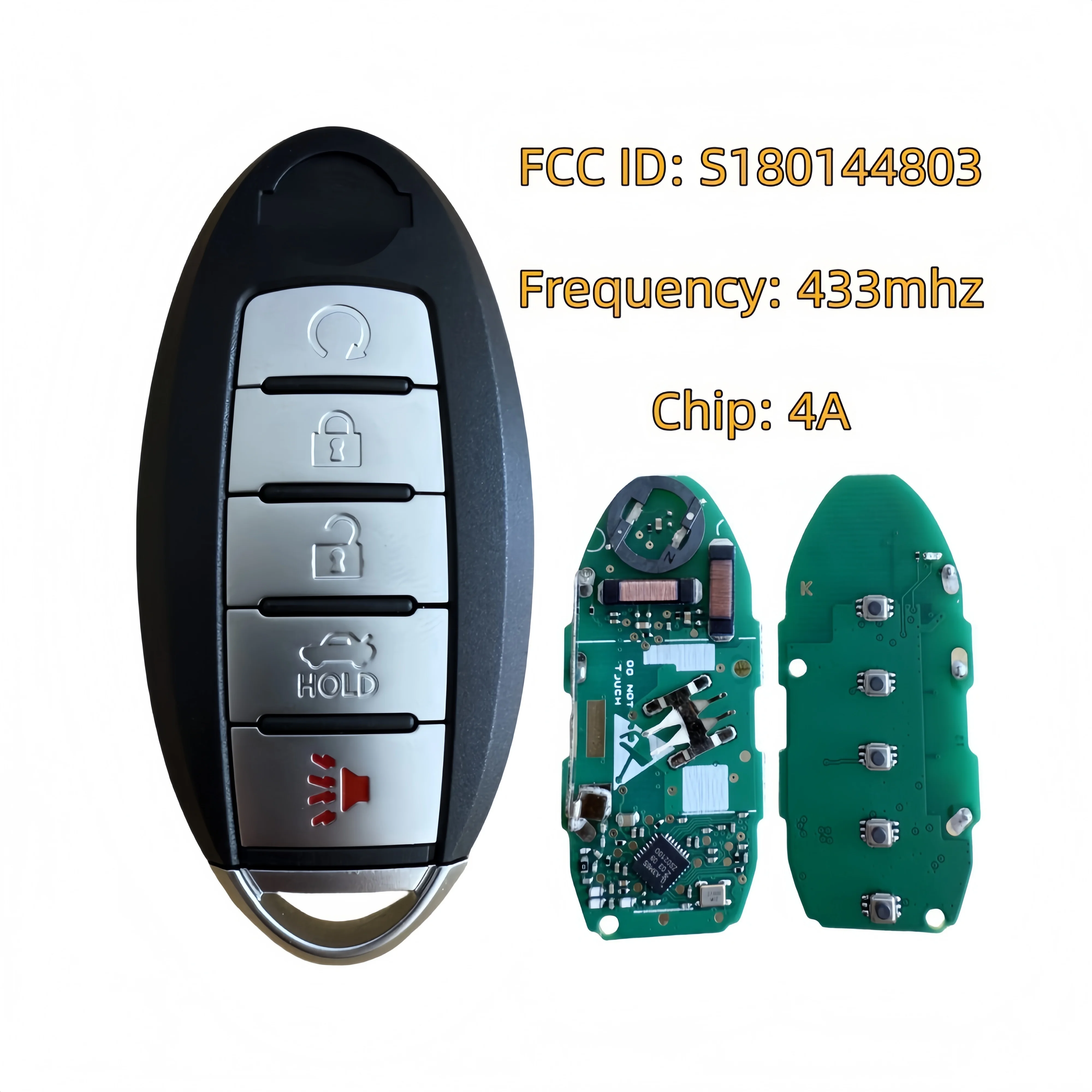 S180144803 KR5TXN4 Remote Smart Keyless for Nissan 2019 2020 Altima Sentra 433MHz NCF29A1M 4A Chip 5Button Fob Car Key
S180144803 KR5TXN4 Remote Smart Keyless for Nissan 2019 2020 Altima Sentra 433MHz NCF29A1M 4A Chip 5Button Fob Car Key