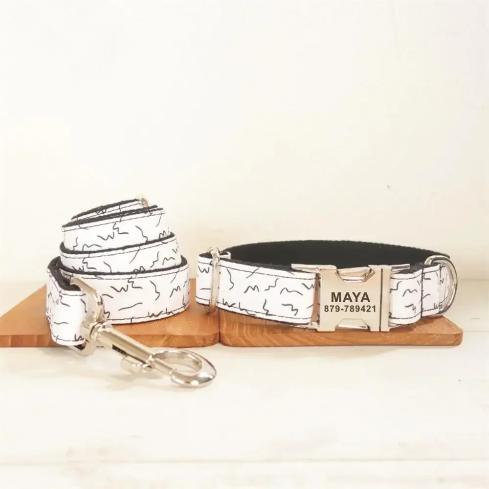 Personalized Dog Collar with Free Engraving, Matching Pet Leash,Customzied Contacts Buckle, Black Lines Pet Collar
Personalized Dog Collar with Free Engraving, Matching Pet Leash,Customzied Contacts Buckle, Black Lines Pet Collar