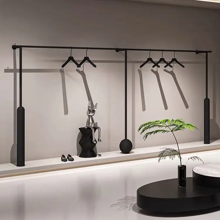 Clothing store display rack Women's clothing store Simple wrought iron black bold wall shelves Clothes hanging hangers Display
Clothing store display rack Women's clothing store Simple wrought iron black bold wall shelves Clothes hanging hangers Display