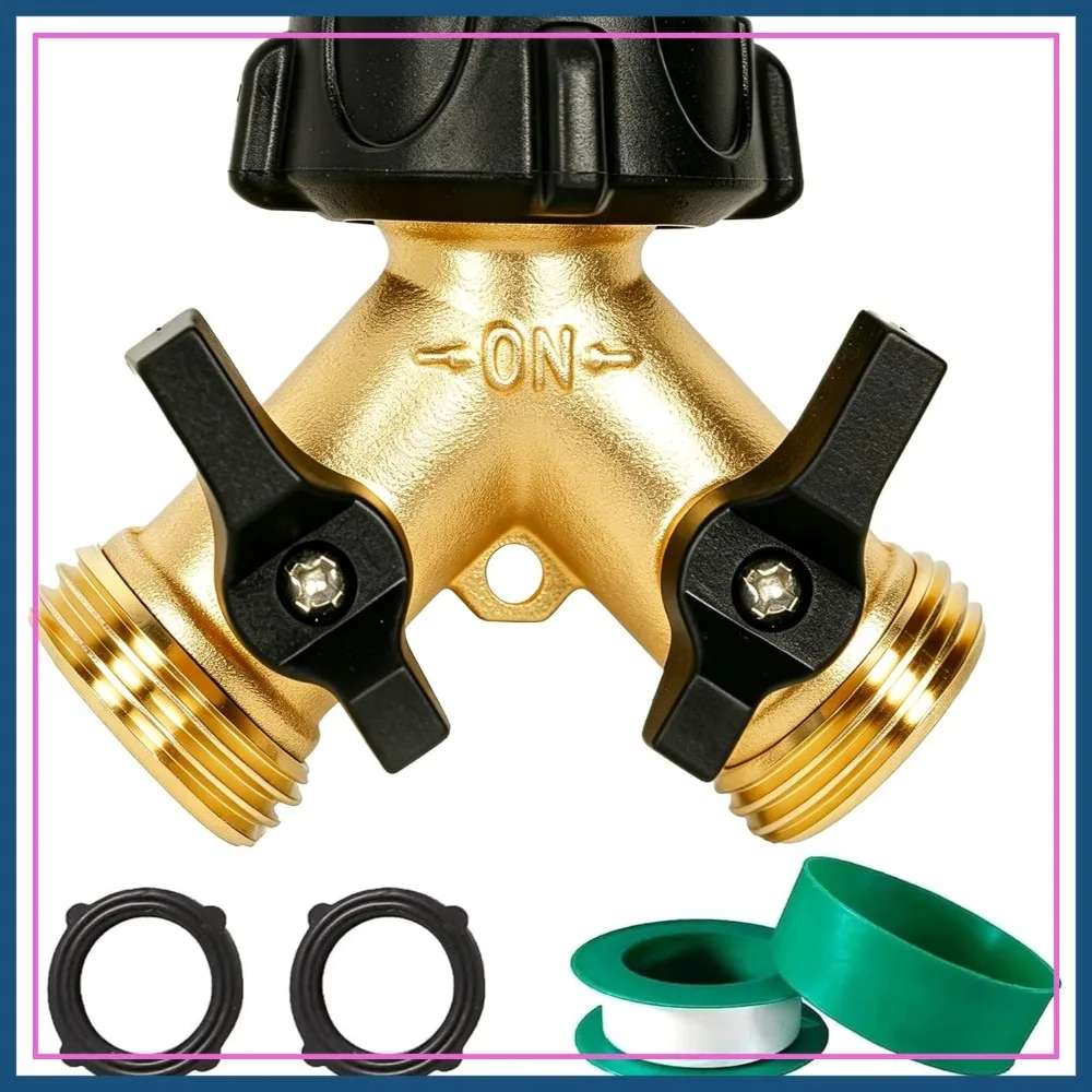 Brass Garden Hose Splitter 2 Way, Heavy Duty Y Connector 3/4 Inch, Dual Valve Spigot Adapter with Rubber Washers
Brass Garden Hose Splitter 2 Way, Heavy Duty Y Connector 3/4 Inch, Dual Valve Spigot Adapter with Rubber Washers