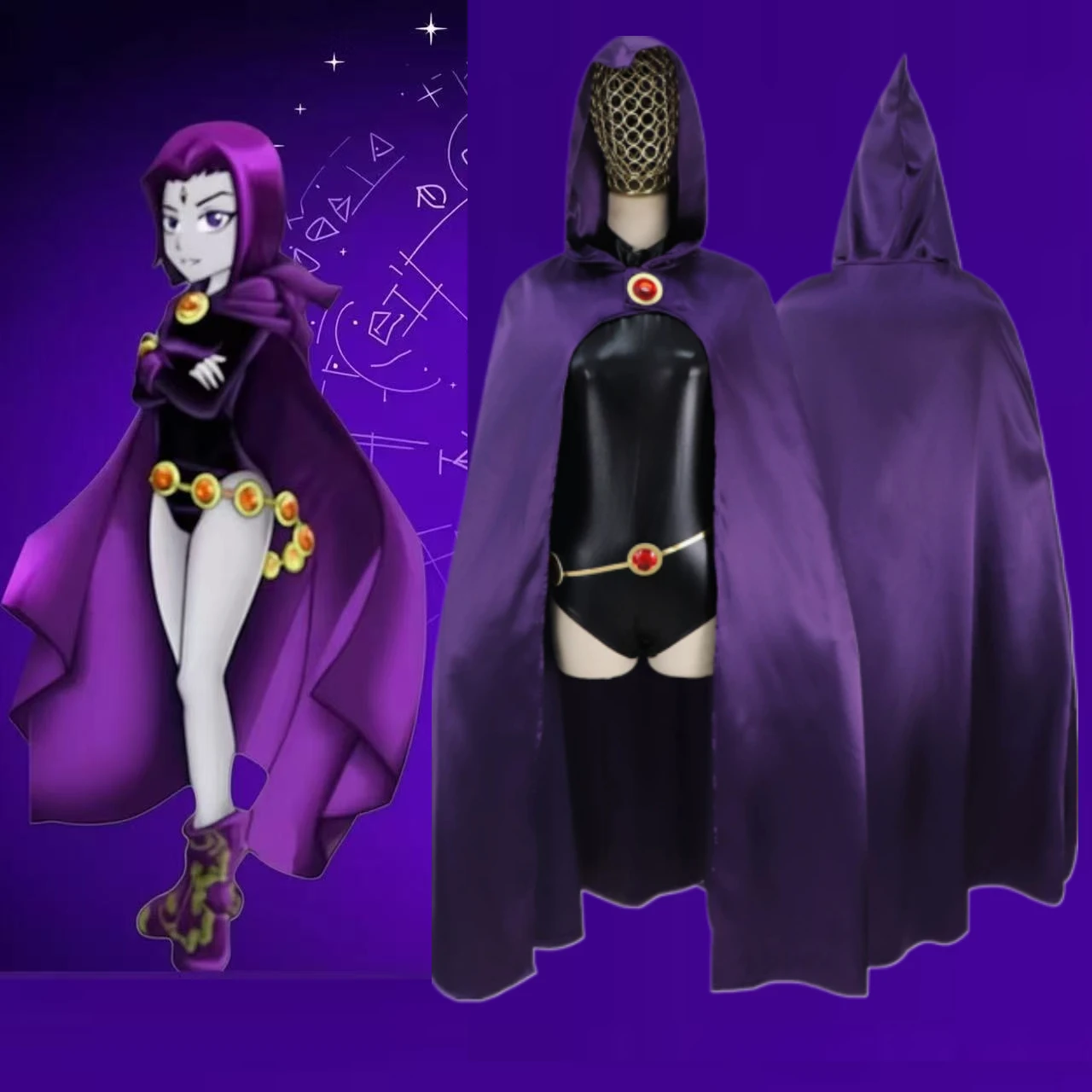 Teen Titans Raven Cosplay Costume Women Deluxe Jumpsuit Cloak Belt Suit Halloween Uniform for Women Kids XS-3XL Height 120-160
Teen Titans Raven Cosplay Costume Women Deluxe Jumpsuit Cloak Belt Suit Halloween Uniform for Women Kids XS-3XL Height 120-160